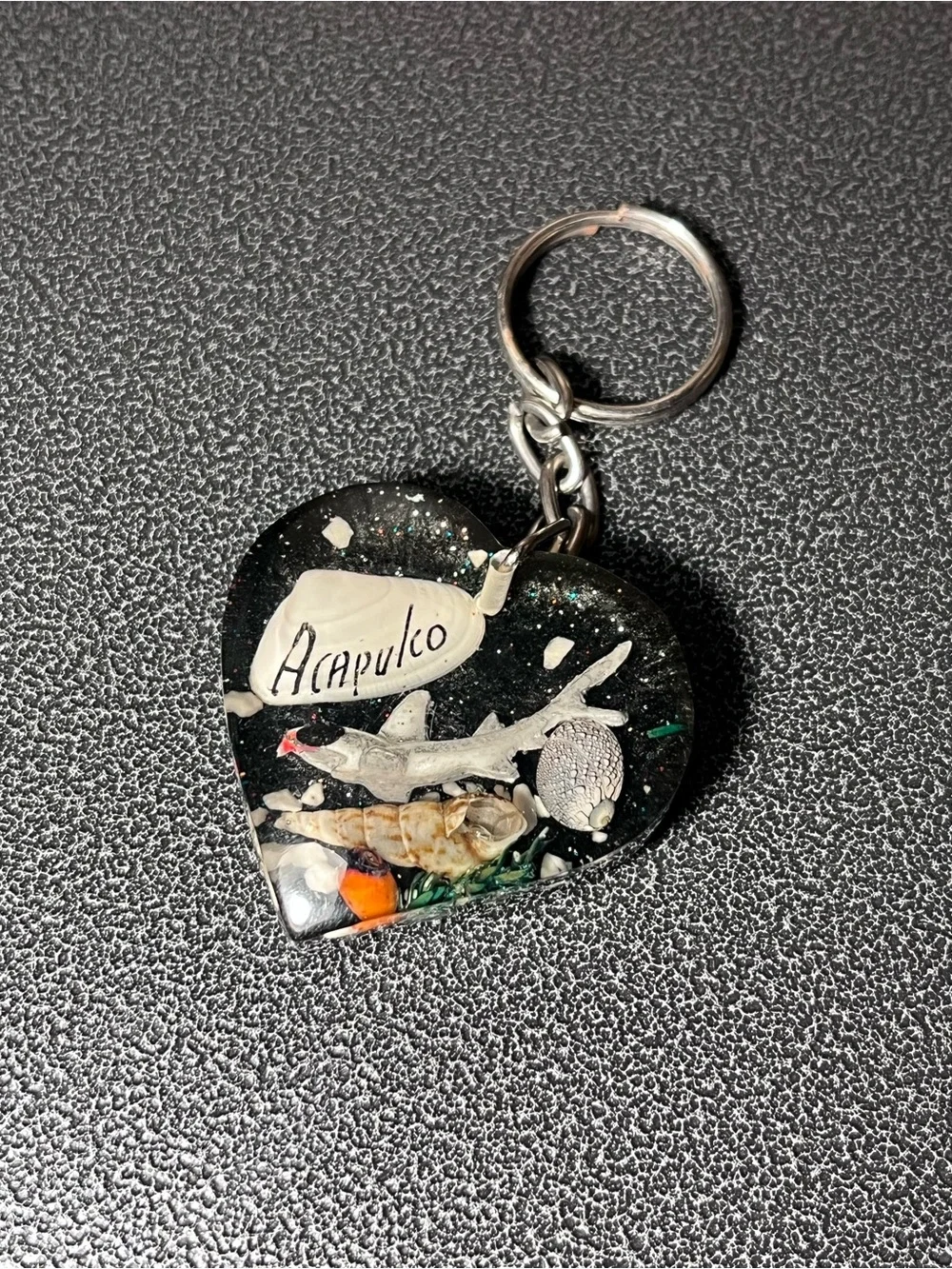 Vintage Souvenir Keyring ACAPULCO MEXICO Keychain Shark and Shells, Souvenirs